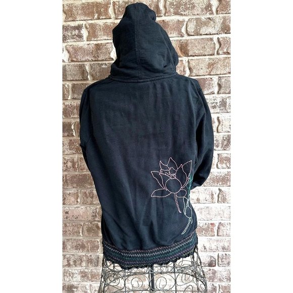 Vintage The North Face Women's Hooded Jacket Large Black Zip Embroidered… - Picture 4 of 12